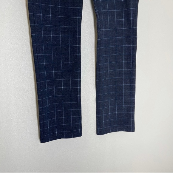 Betabrand Classic Straight Dress Yoga Pants Navy Columbia Check Size S Petite - Picture 3 of 9